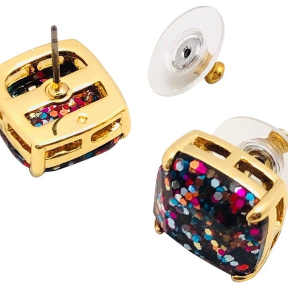 NEW Multi Color Kate Spade Glitter Studs 1/2” Squares - Picture 7 of 7